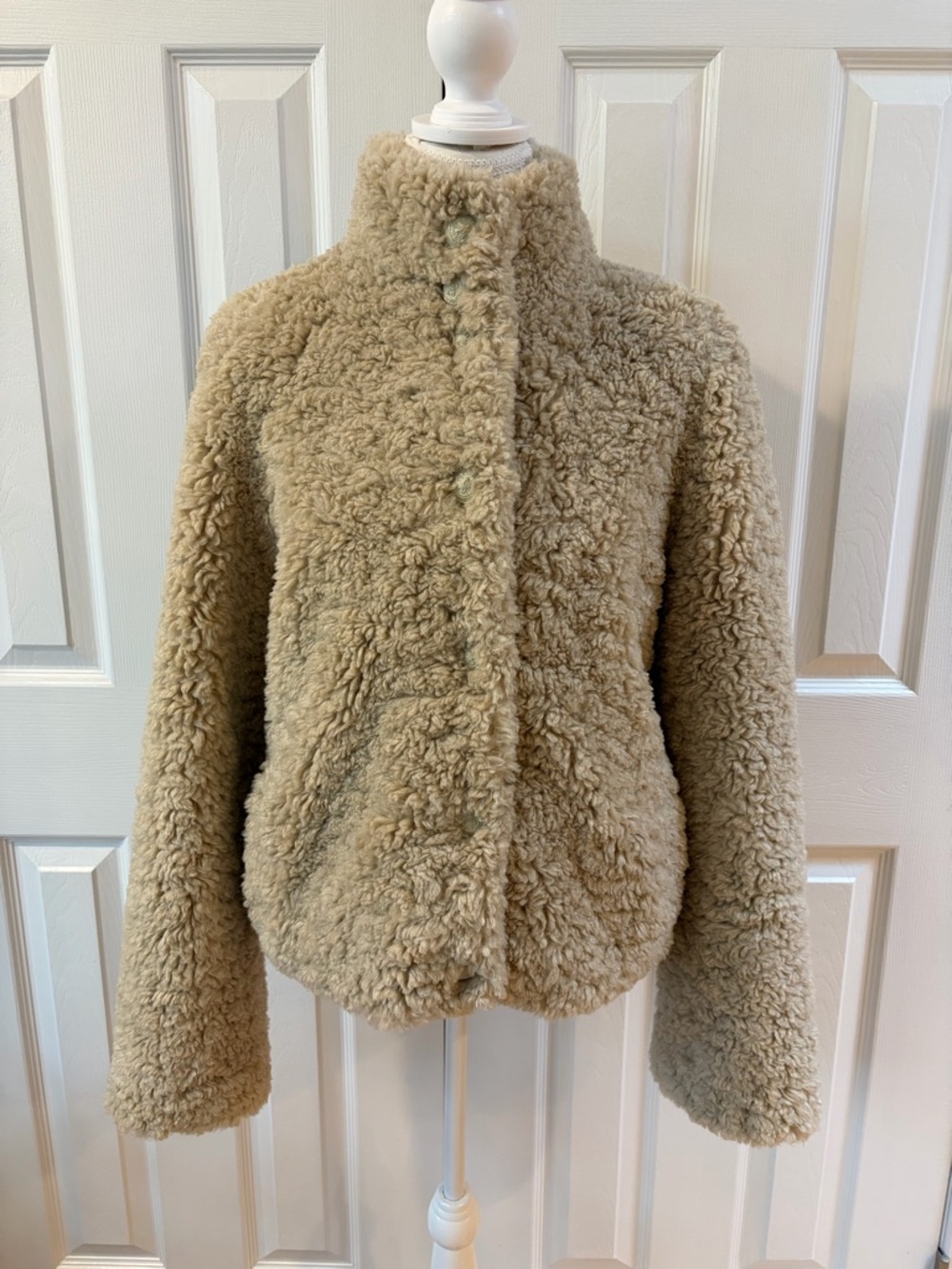 Zadig & Voltaire Oatmeal Color Fino Soft Curly Faux Fur Teddy Coat Size L